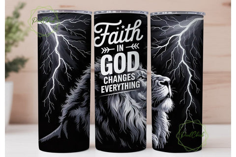 Lion Lightning Faith 20oz Tumbler Wrap Sublimation PixelChick 
