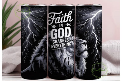 Lion Lightning Faith 20oz Tumbler Wrap Sublimation PixelChick 