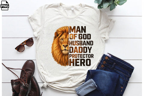 Lion Man Of God Husband Daddy Protector Hero Father's Day PNG Printable File Sublimation Creativedesigntee 