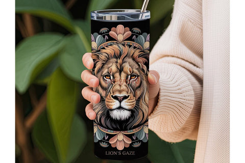 Lion Mandala 20oz Tumbler Wrap Sublimation DesignSVG 