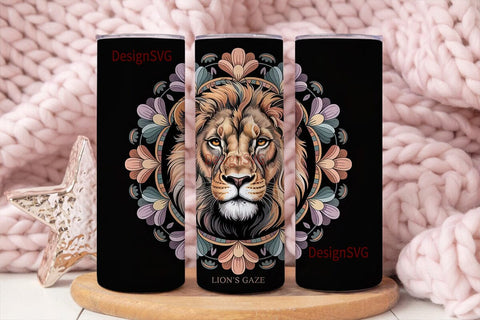 Lion Mandala 20oz Tumbler Wrap Sublimation DesignSVG 