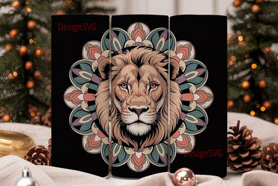 Lion Mandala 20oz Tumbler Wrap Sublimation DesignSVG 