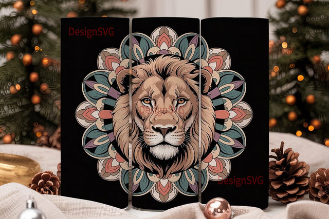 Lion Mandala 20oz Tumbler Wrap Sublimation DesignSVG 
