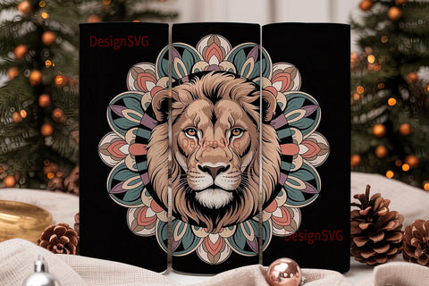 Lion Mandala 20oz Tumbler Wrap Sublimation DesignSVG 