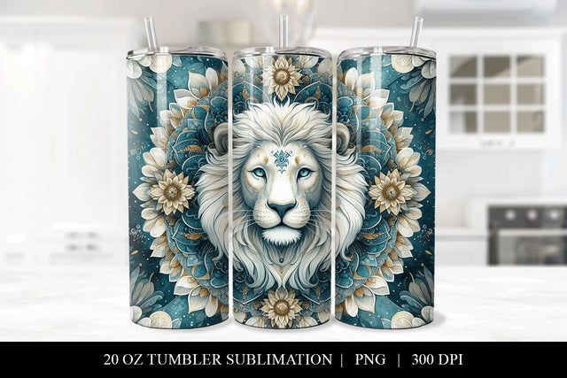 Lion Mandala Sublimation Design for 20oz Tumblers Sublimation BijouBay 