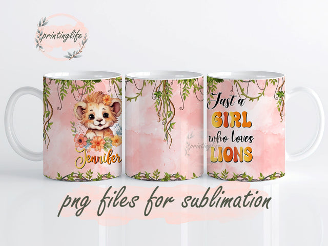 Lion Mug Wrap Design, Instant Digital Design Download Mug Wrap Design, Mug Design PNG Sublimation PrintingLife 