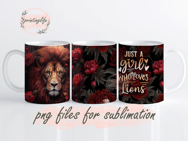 Lion Mug Wrap Design, Instant Digital Design Download Mug Wrap Design, Mug Design PNG Sublimation PrintingLife 