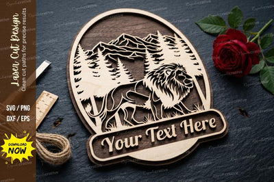 Lion Name Frame laser Cut svg Cutting file , lion name svg, lion frame svg design, SVG Regulrcrative 