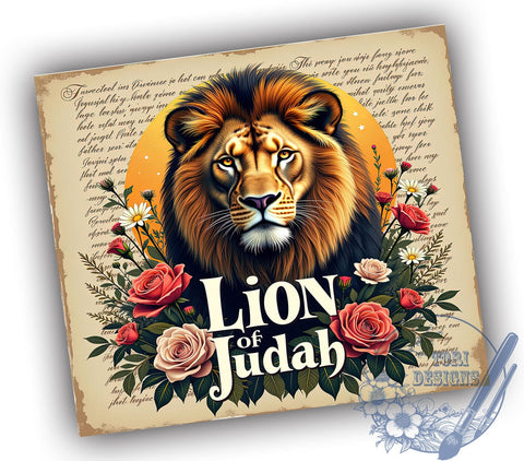 Lion of Judah Inspirational Tumbler, Lion of Judah Tumbler, Bible Verse Design, Christian Drinkware, Inspirational Tumbler, Faith-Based Gift, Religious Sublimation, 20oz Tumbler Wrap Sublimation ToriDesigns 