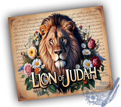 Lion of Judah Inspirational Tumbler, Lion of Judah Tumbler, Bible Verse Design, Christian Drinkware, Inspirational Tumbler, Faith-Based Gift, Religious Sublimation, 20oz Tumbler Wrap Sublimation ToriDesigns 