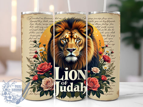 Lion of Judah Inspirational Tumbler, Lion of Judah Tumbler, Bible Verse Design, Christian Drinkware, Inspirational Tumbler, Faith-Based Gift, Religious Sublimation, 20oz Tumbler Wrap Sublimation ToriDesigns 