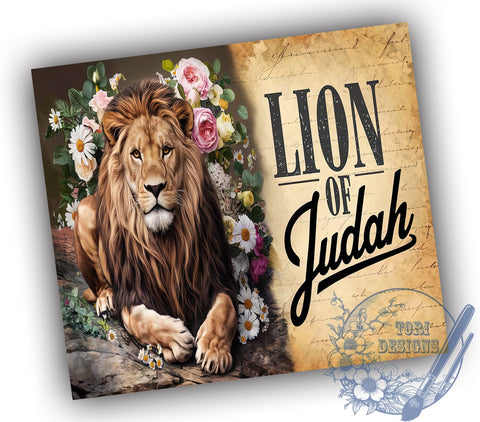 Lion of Judah Inspirational Tumbler, Lion of Judah Tumbler, Bible Verse Design, Christian Drinkware, Inspirational Tumbler, Faith-Based Gift, Religious Sublimation, 20oz Tumbler Wrap Sublimation ToriDesigns 
