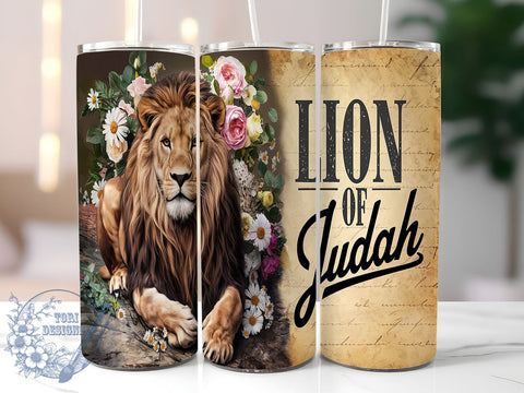 Lion of Judah Inspirational Tumbler, Lion of Judah Tumbler, Bible Verse Design, Christian Drinkware, Inspirational Tumbler, Faith-Based Gift, Religious Sublimation, 20oz Tumbler Wrap Sublimation ToriDesigns 