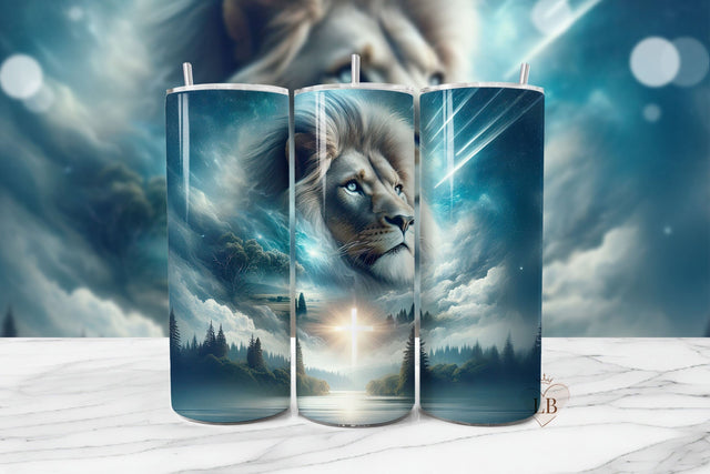 Lion of Judah Tumbler PNG | Christian Cross Wrap Design Sublimation BijouBay 