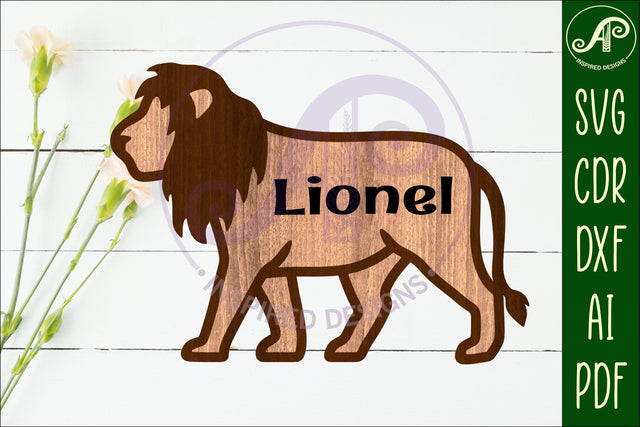 Lion outline two layer name wall sign SVG APInspireddesigns 