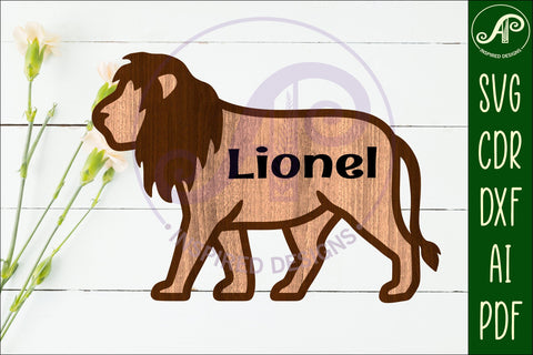 Lion outline two layer name wall sign SVG APInspireddesigns 