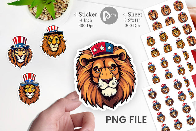 Lion Patriotic Sticker Sublimation artnoy 