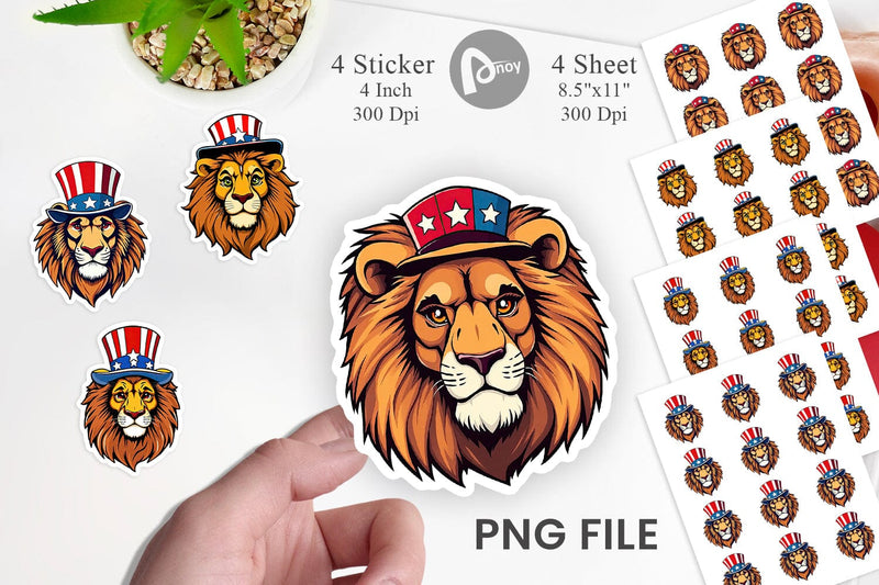 Lion Patriotic Sticker Sublimation artnoy 