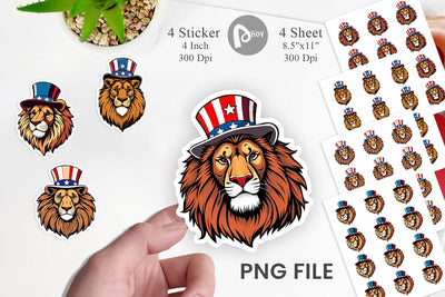 Lion Patriotic Sticker Sublimation artnoy 