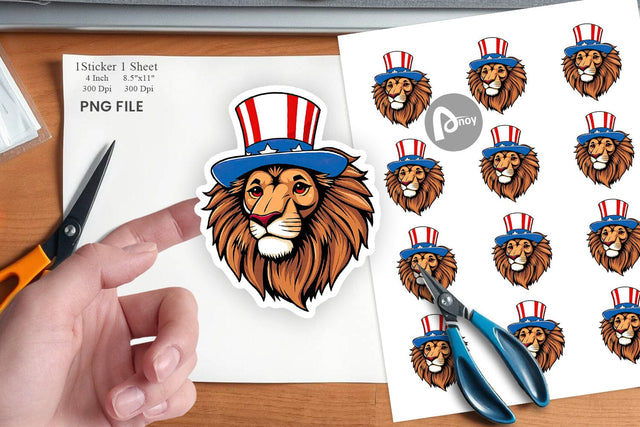 Lion Patriotic Sticker Sublimation artnoy 