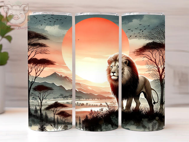 Lion Portrait 20oz Tumbler Png, Straight & Tapered Tumbler Png, Lion Tumbler Png, Digital Download PNG Sublimation Lara' s Designs 