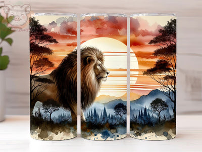 Lion Portrait 20oz Tumbler Png, Straight & Tapered Tumbler Png, Lion Tumbler Png, Digital Download PNG Sublimation Lara' s Designs 