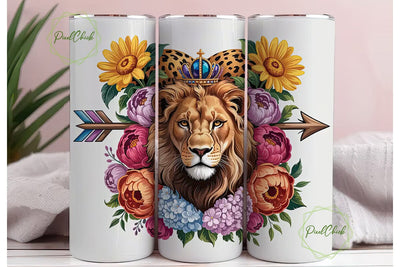 Lion Prayer Warrior 20oz Tumbler Wrap Sublimation PixelChick 