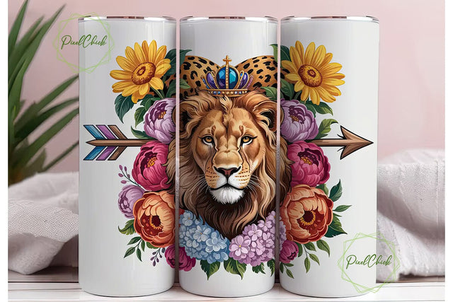 Lion Prayer Warrior 20oz Tumbler Wrap Sublimation PixelChick 