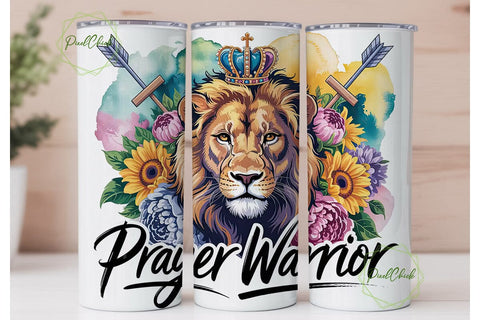 Lion Prayer Warrior 20oz Tumbler Wrap Sublimation PixelChick 