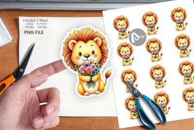 Lion Spring Bouquet Sticker Sublimation artnoy 