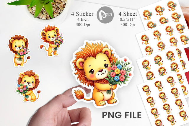 Lion Spring Bouquet Sticker Sublimation artnoy 