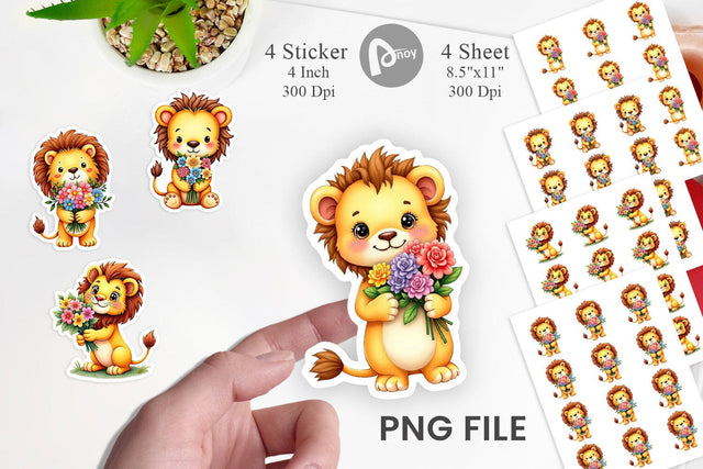 Lion Spring Bouquet Sticker Sublimation artnoy 