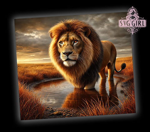 Lion Water Reflection 20oz Tumbler, Water Reflection, Wildlife Decor, Sublimation Wrap, 20oz Tumbler, Animal Art, Nature Gift Sublimation SvggirlplusArt 