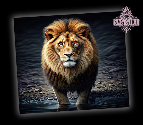 Lion Water Reflection 20oz Tumbler, Water Reflection, Wildlife Decor, Sublimation Wrap, 20oz Tumbler, Animal Art, Nature Gift Sublimation SvggirlplusArt 