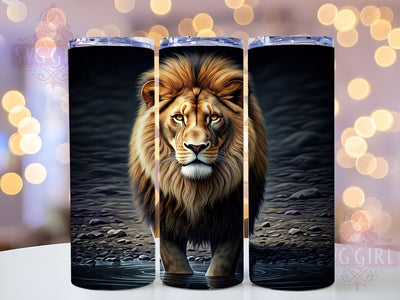 Lion Water Reflection 20oz Tumbler, Water Reflection, Wildlife Decor, Sublimation Wrap, 20oz Tumbler, Animal Art, Nature Gift Sublimation SvggirlplusArt 