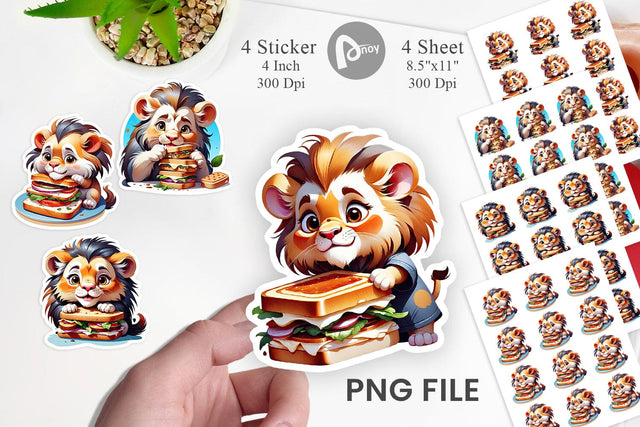 Lion with Sandwich Sticker Sublimation artnoy 