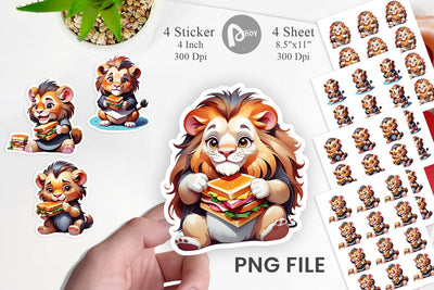 Lion with Sandwich Sticker Sublimation artnoy 