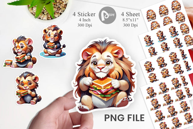 Lion with Sandwich Sticker Sublimation artnoy 