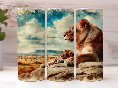 Lioness Tumbler, Mom and Baby Lions, 20oz Tumbler Wrap, Animal Lover Gift, Wildlife Sublimation, Mother's Day Gift, Cute Lion Design, Digital Download Sublimation Lara' s Designs 