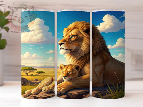 Lioness Tumbler, Mom and Baby Lions, 20oz Tumbler Wrap, Animal Lover Gift, Wildlife Sublimation, Mother's Day Gift, Cute Lion Design, Digital Download Sublimation Lara' s Designs 