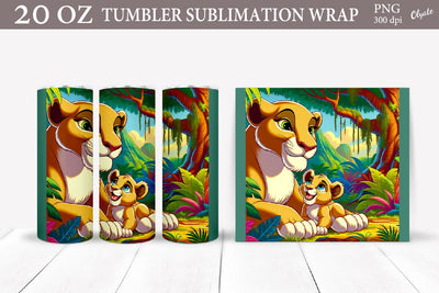 Lioness with Cub Sublimation PNG. Mother Day Tumbler PNG Sublimation Olga Terlyanskaya 