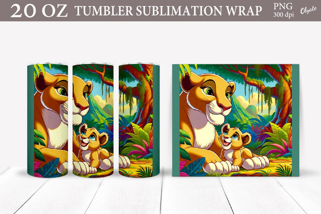 Lioness with Cub Sublimation PNG. Mother Day Tumbler PNG Sublimation Olga Terlyanskaya 