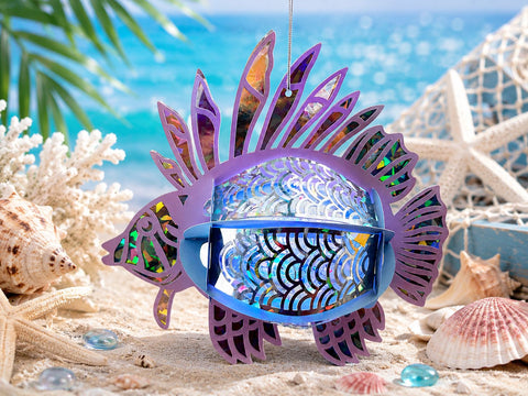 Lionfish Lantern SVG - Fish Paper Lantern Template - Ocean Paper Craft for Cricut & Silhouette - DIY Lionfish Paper Lantern No Glue Template SVG DreamingSVG 