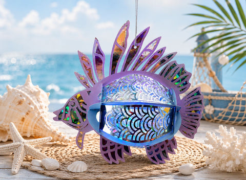 Lionfish Lantern SVG - Fish Paper Lantern Template - Ocean Paper Craft for Cricut & Silhouette - DIY Lionfish Paper Lantern No Glue Template SVG DreamingSVG 