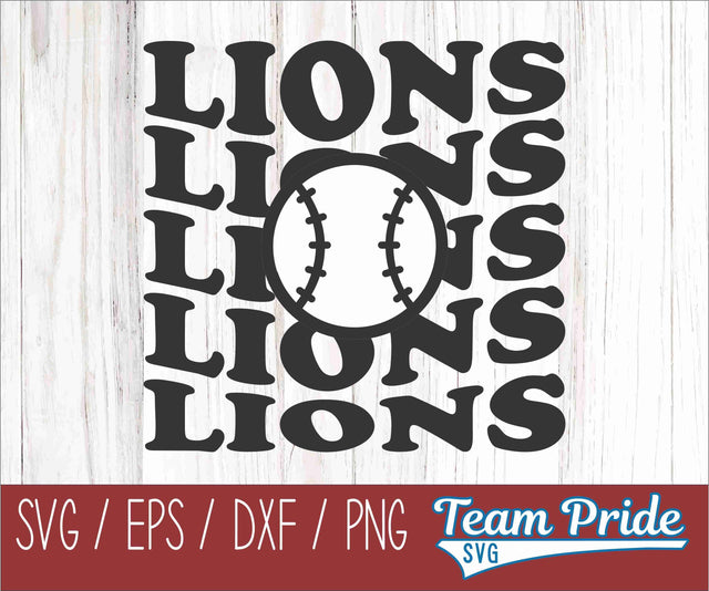 Lions Baseball SVG Digital Download Printable - SVG, EPS, DXF, PNG 2 SVG Team Pride SVG 