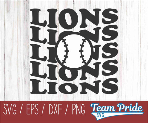 Lions Baseball SVG Digital Download Printable - SVG, EPS, DXF, PNG 2 SVG Team Pride SVG 