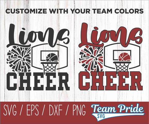 Lions Basketball Cheer SVG Digital Download Printable - SVG, EPS, DXF, PNG SVG Team Pride SVG 