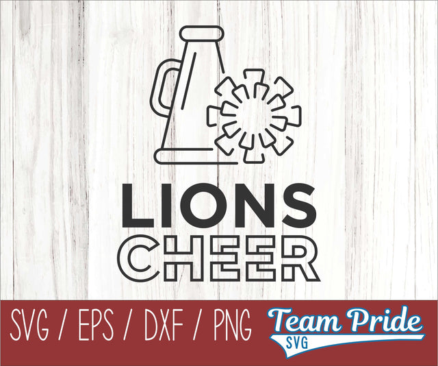 Lions Cheer Line Art SVG Digital Download Printable - SVG, EPS, DXF, PNG SVG Team Pride SVG 