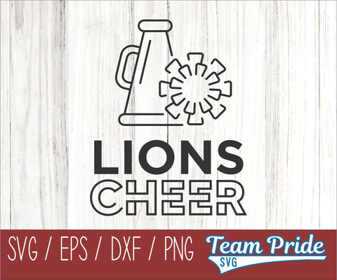 Lions Cheer Line Art SVG Digital Download Printable - SVG, EPS, DXF, PNG SVG Team Pride SVG 