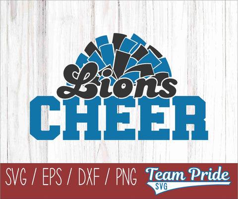 Lions Cheer Pom Pom SVG Digital Download Printable - SVG, EPS, DXF, PNG SVG Team Pride SVG 